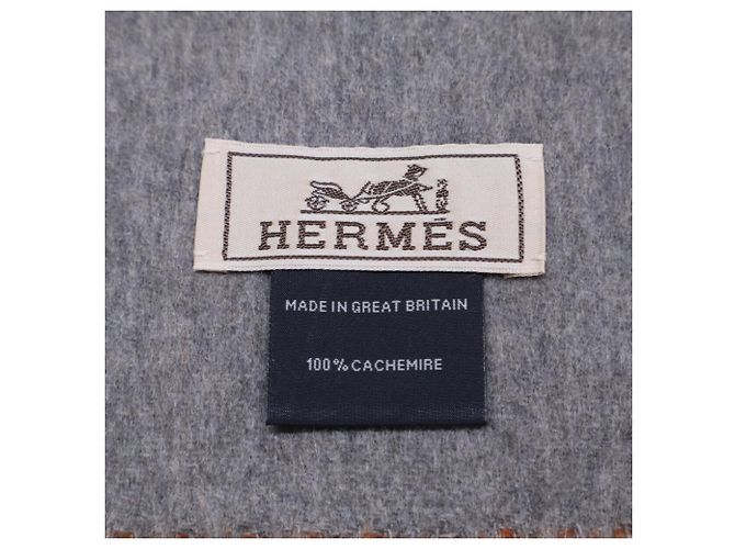 Stola bicolore in cashmere Hermès Marrone Arancione - vista 7