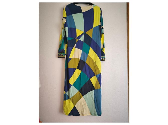 Emilio Pucci Maxikleid mit geometrischem Print Blau Beige Grün Gelb Dunkelblau - Ansicht 2