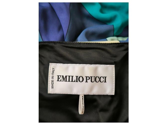 Emilio Pucci Maxikleid mit geometrischem Print Blau Beige Grün Gelb Dunkelblau - Ansicht 3