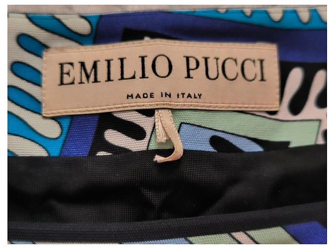 Abito Emilio Pucci Stampa Geometrica Blu e Bianca Nero Bianco Verde Grigio Blu chiaro - vista 2