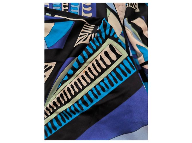Abito Emilio Pucci Stampa Geometrica Blu e Bianca Nero Bianco Verde Grigio Blu chiaro - vista 7