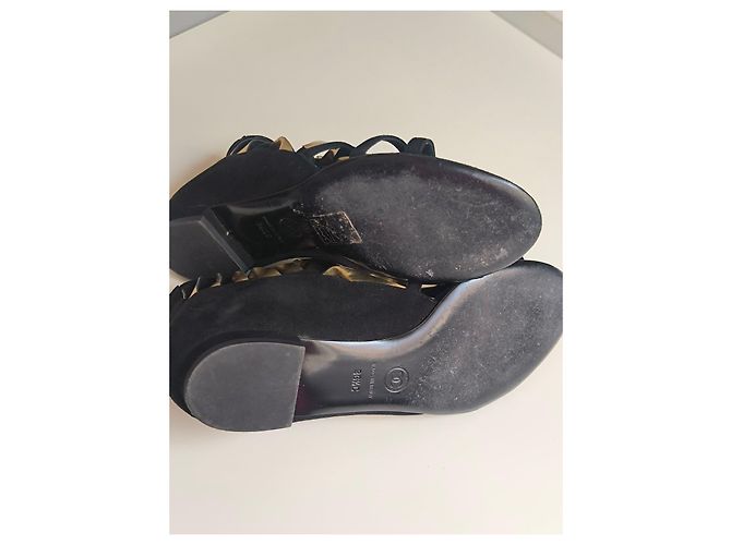 Sandali Chanel in camoscio nero e dettagli dorati D'oro - vista 7
