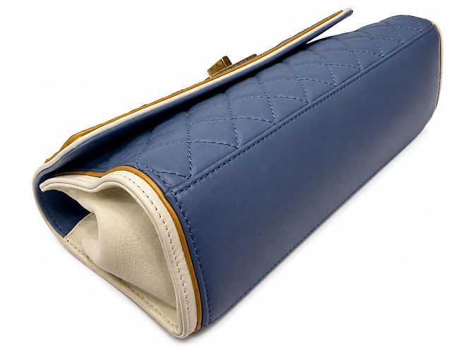 Chanel 2.55 Borsa a Patta in Pelle Blu Bianco - vista 4