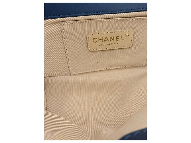 Chanel 2.55 Borsa a Patta in Pelle Blu Bianco - vista 8