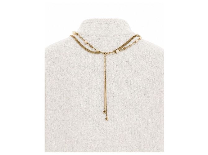 Collana Sautoir Chanel in Metallo Dorato e Perle Crudo Gold hardware - vista 8