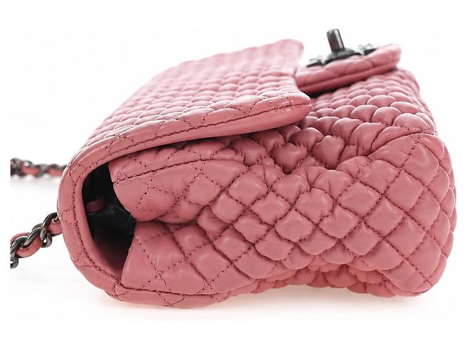 Timeless Chanel Medium Classic Flap Borsa Pelle d'Agnello Rosa - vista 3