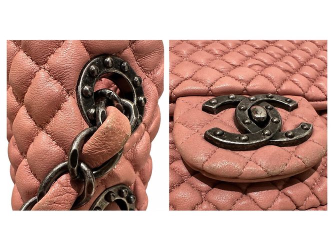 Timeless Chanel Medium Classic Flap Borsa Pelle d'Agnello Rosa - vista 9