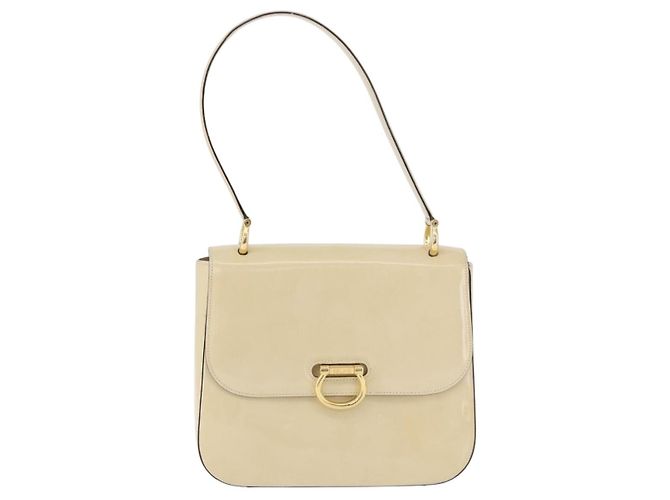 Céline Borsa a Tracolla CELINE Vernice Beige Tono Oro Auth 198345A - vista 13