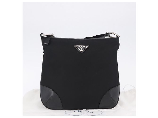Borsa a tracolla PRADA Nylon Black Silver Auth 198359V Nero Argento - vista 12
