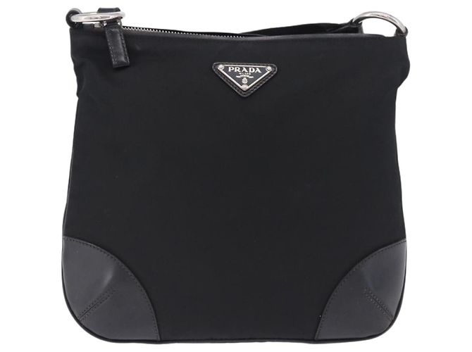 Borsa a tracolla PRADA Nylon Black Silver Auth 198359V Nero Argento - vista 13
