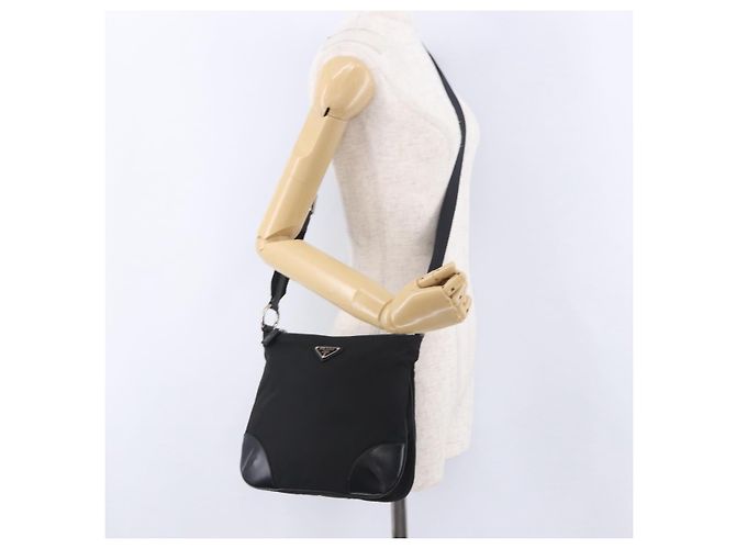 Borsa a tracolla PRADA Nylon Black Silver Auth 198359V Nero Argento - vista 24
