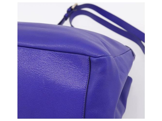 Borsa Tote VERSACE Medusa in pelle 2 vie Blu Tono Oro Auth BA14875V - vista 10