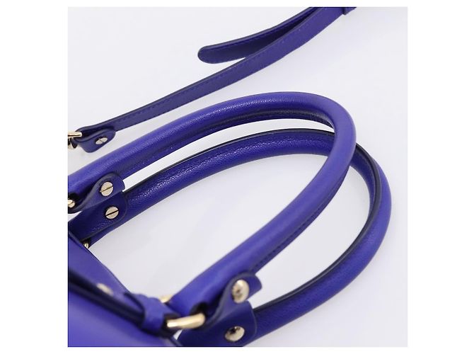 Borsa Tote VERSACE Medusa in pelle 2 vie Blu Tono Oro Auth BA14875V - vista 14