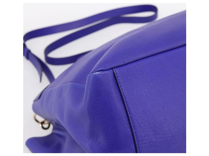 Borsa Tote VERSACE Medusa in pelle 2 vie Blu Tono Oro Auth BA14875V - vista 15