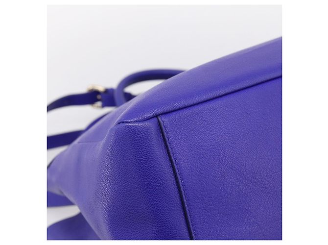 Borsa Tote VERSACE Medusa in pelle 2 vie Blu Tono Oro Auth BA14875V - vista 17