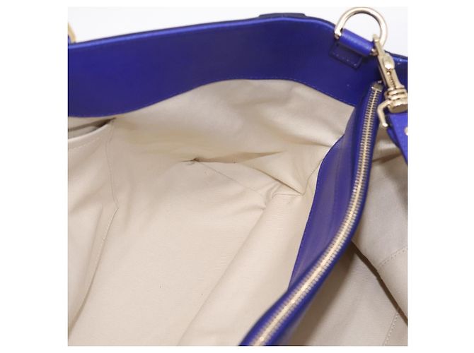 Borsa Tote VERSACE Medusa in pelle 2 vie Blu Tono Oro Auth BA14875V - vista 19