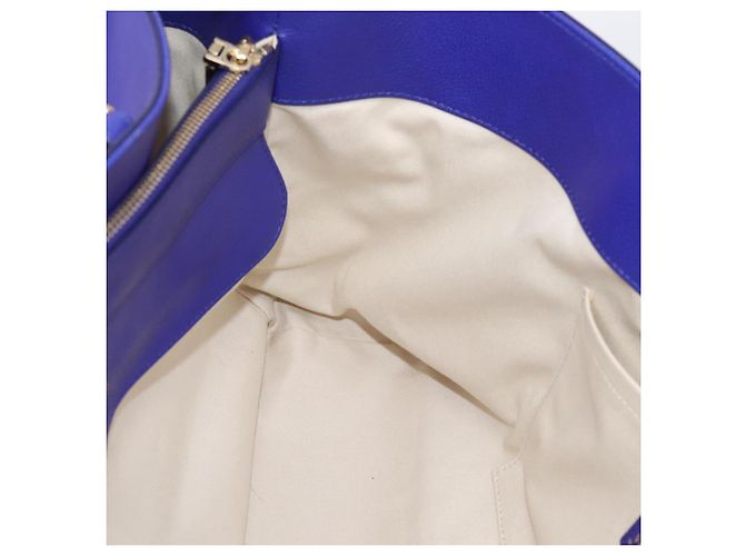 Borsa Tote VERSACE Medusa in pelle 2 vie Blu Tono Oro Auth BA14875V - vista 20