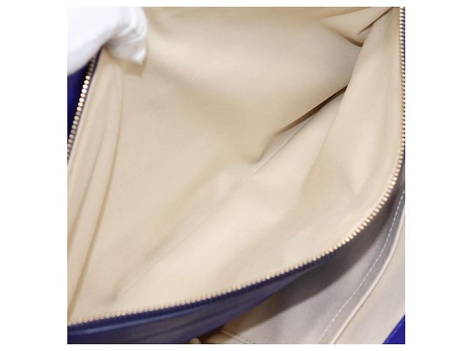 Borsa Tote VERSACE Medusa in pelle 2 vie Blu Tono Oro Auth BA14875V - vista 23