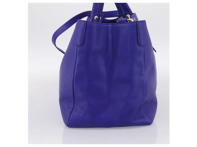 Borsa Tote VERSACE Medusa in pelle 2 vie Blu Tono Oro Auth BA14875V - vista 3