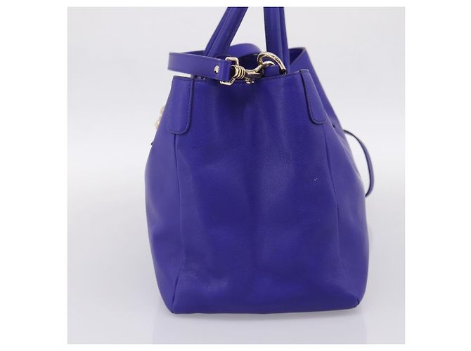 Borsa Tote VERSACE Medusa in pelle 2 vie Blu Tono Oro Auth BA14875V - vista 4