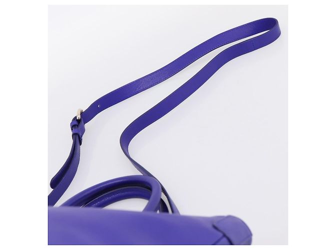 Borsa Tote VERSACE Medusa in pelle 2 vie Blu Tono Oro Auth BA14875V - vista 9