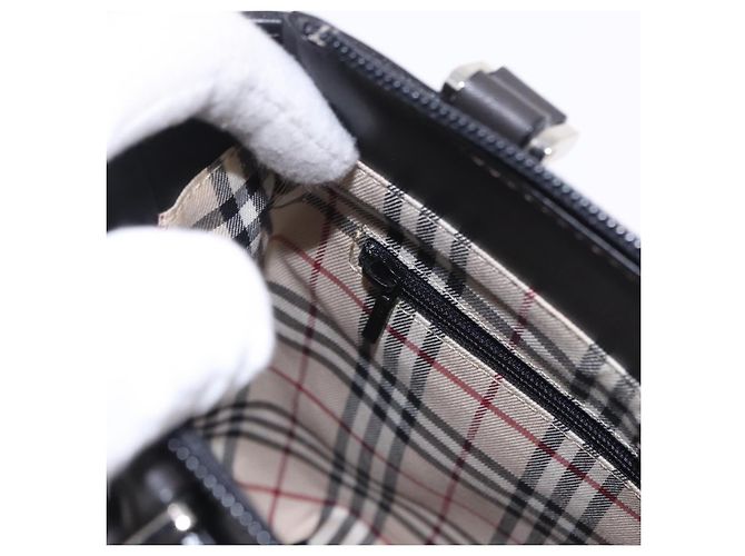 Borsa a mano BURBERRY in pelle nera e argento Auth am12432V Nero - vista 20