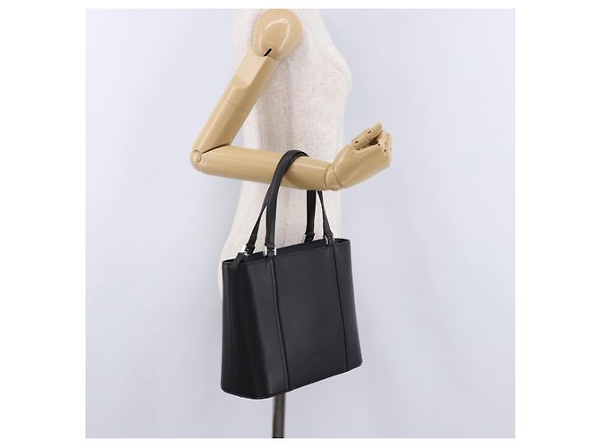 Borsa a mano BURBERRY in pelle nera e argento Auth am12432V Nero - vista 23