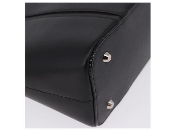Borsa a mano BURBERRY in pelle nera e argento Auth am12432V Nero - vista 9