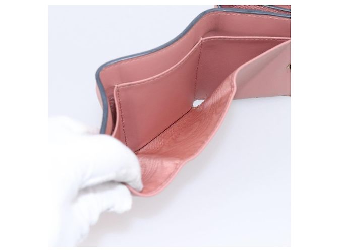 Portafoglio compatto Saddle Christian Dior in pelle rosa oro Auth 198797A D'oro - vista 10