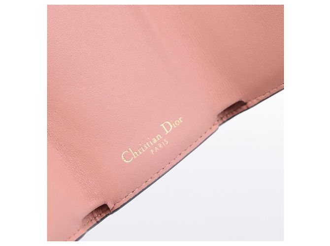 Portafoglio compatto Saddle Christian Dior in pelle rosa oro Auth 198797A D'oro - vista 17