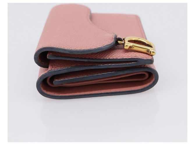 Portafoglio compatto Saddle Christian Dior in pelle rosa oro Auth 198797A D'oro - vista 3