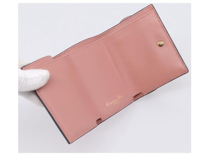 Portafoglio compatto Saddle Christian Dior in pelle rosa oro Auth 198797A D'oro - vista 9