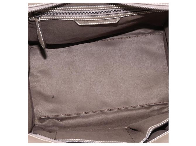 Céline CELINE Luggage Mini Hand Bag Leather Gray Silver Auth am12449A Marrone Argento - vista 10