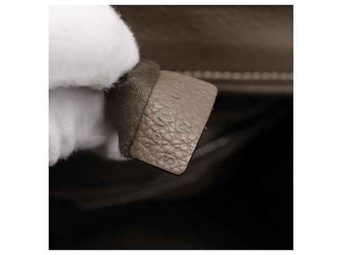 Céline CELINE Luggage Mini Hand Bag Leather Gray Silver Auth am12449A Marrone Argento - vista 11