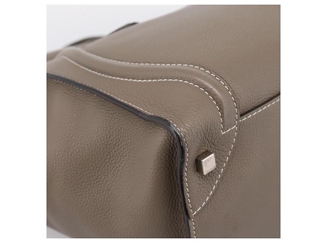 Céline CELINE Luggage Mini Hand Bag Leather Gray Silver Auth am12449A Marrone Argento - vista 16