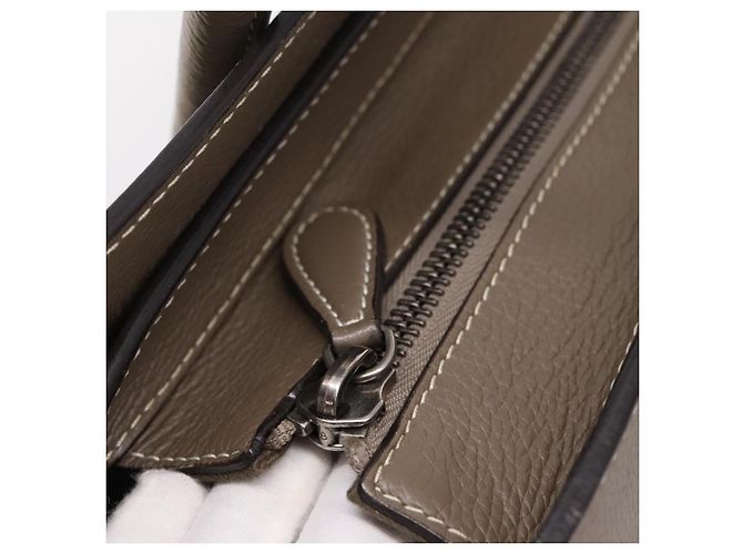Céline CELINE Luggage Mini Hand Bag Leather Gray Silver Auth am12449A Marrone Argento - vista 17