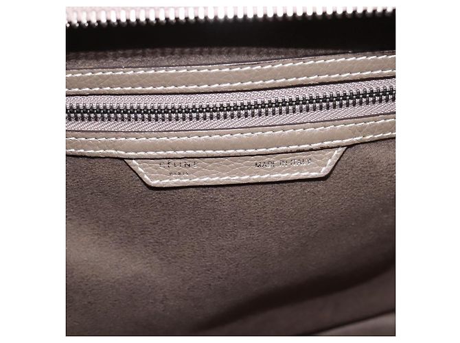 Céline CELINE Luggage Mini Hand Bag Leather Gray Silver Auth am12449A Marrone Argento - vista 18