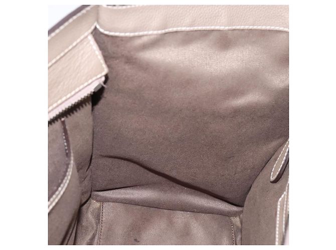 Céline CELINE Luggage Mini Hand Bag Leather Gray Silver Auth am12449A Marrone Argento - vista 20