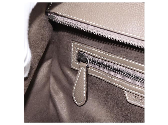 Céline CELINE Luggage Mini Hand Bag Leather Gray Silver Auth am12449A Marrone Argento - vista 21
