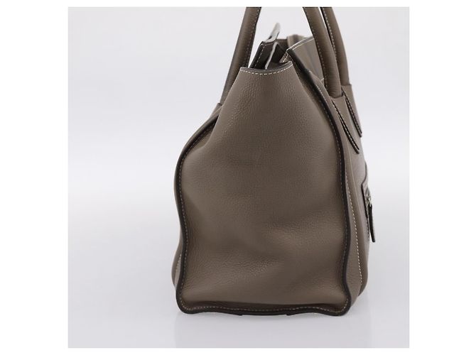 Céline CELINE Luggage Mini Hand Bag Leather Gray Silver Auth am12449A Marrone Argento - vista 3