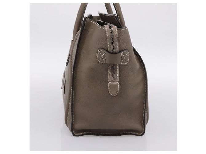 Céline CELINE Luggage Mini Hand Bag Leather Gray Silver Auth am12449A Marrone Argento - vista 4
