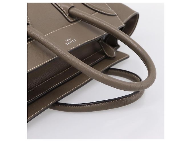 Céline CELINE Luggage Mini Hand Bag Leather Gray Silver Auth am12449A Marrone Argento - vista 7