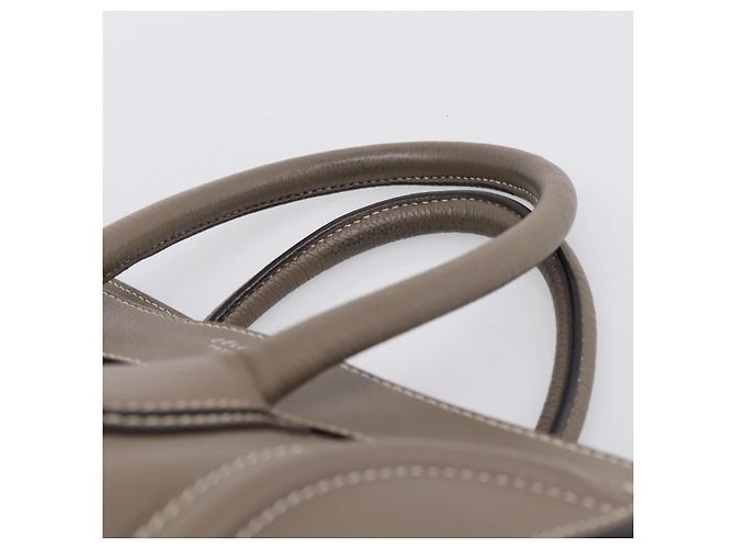 Céline CELINE Luggage Mini Hand Bag Leather Gray Silver Auth am12449A Marrone Argento - vista 8