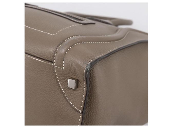 Céline CELINE Luggage Mini Hand Bag Leather Gray Silver Auth am12449A Marrone Argento - vista 9
