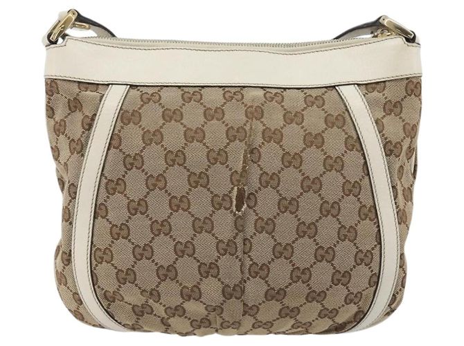 Borsa a tracolla GUCCI GG Canvas Beige Gold 203257 Auth 196900 D'oro - vista 2