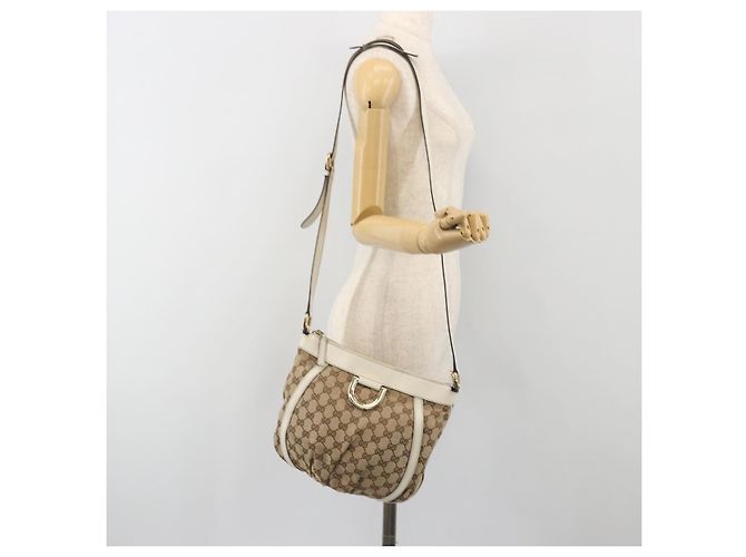 Borsa a tracolla GUCCI GG Canvas Beige Gold 203257 Auth 196900 D'oro - vista 24