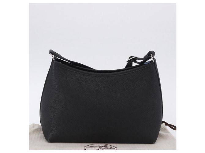 Hermès Borsa a tracolla HERMES Berlango in pelle nera argento Auth 196666V Nero - vista 12