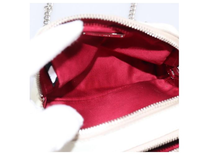 Miu Miu Matelasse Chain Shoulder Pouch Vitellolux Ivory Silver Auth 198684A Argento Crudo - vista 11