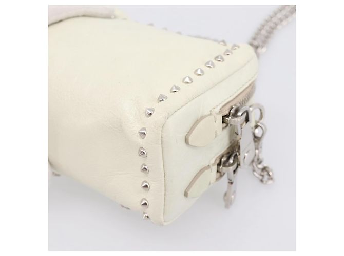Miu Miu Matelasse Chain Shoulder Pouch Vitellolux Ivory Silver Auth 198684A Argento Crudo - vista 16