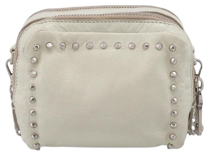 Miu Miu Matelasse Chain Shoulder Pouch Vitellolux Ivory Silver Auth 198684A Argento Crudo - vista 2